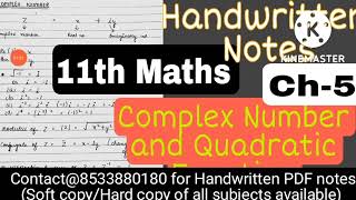 Complex Numbers and Quadratic Equations handwritten notes pdf class 11 Maths chapter 5 By Saalik sir screenshot 1