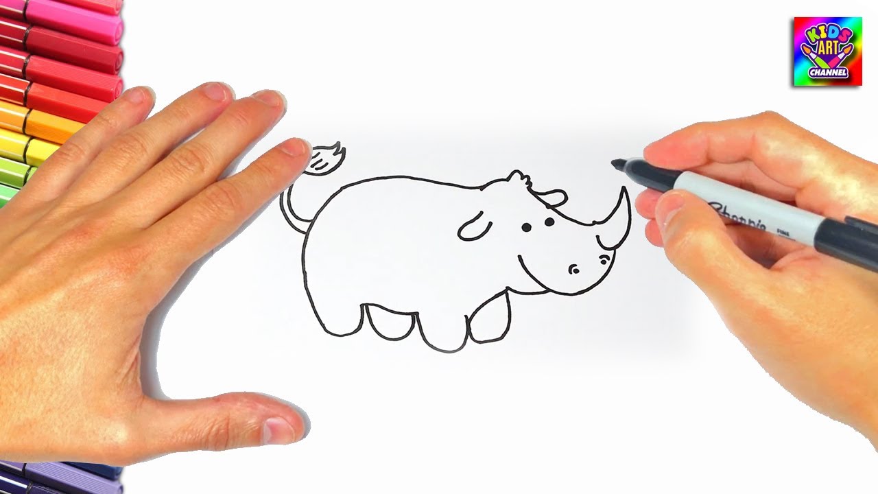 Cómo Dibujar Un Rinoceronte Paso A Paso Dibujo Fácil De Rinoceronte
