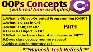 Class Vs Object in C# - Part-1 | OOPs Concepts C# | C# Interview Questions