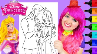 Coloring Princess Aurora & Prince Phillip Sleeping Beauty | Markers