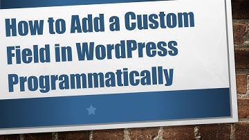 How to Add a Custom Field in WordPress Programmatically
