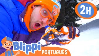 Blippi Brinca com uma Moto de Neve! | 2 HORAS DO BLIPPI! | Vídeos Educativos em Português