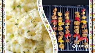 صدر دجاج مشوي مع سلطة بطاطس?bbq chicken breast with potato salad ?