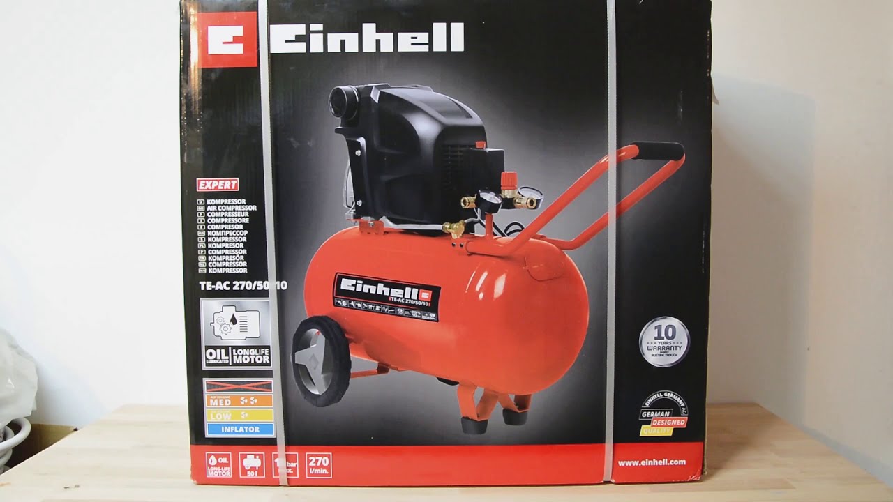 Unboxing and Asembly of - Einhell TE-AC 270/50/10 air compressor - YouTube