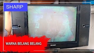 tv sharp, kerusakan warna belang belang tv sharp, kerusakan warna belang belang