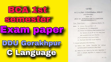 DDU BCA 1st semester exam paper of C language || DDU University of Gorakhpur|| C language exam paper