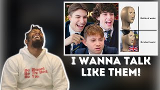 AMERICAN REACTS TO British Highschoolers react to Bri'ish Memes