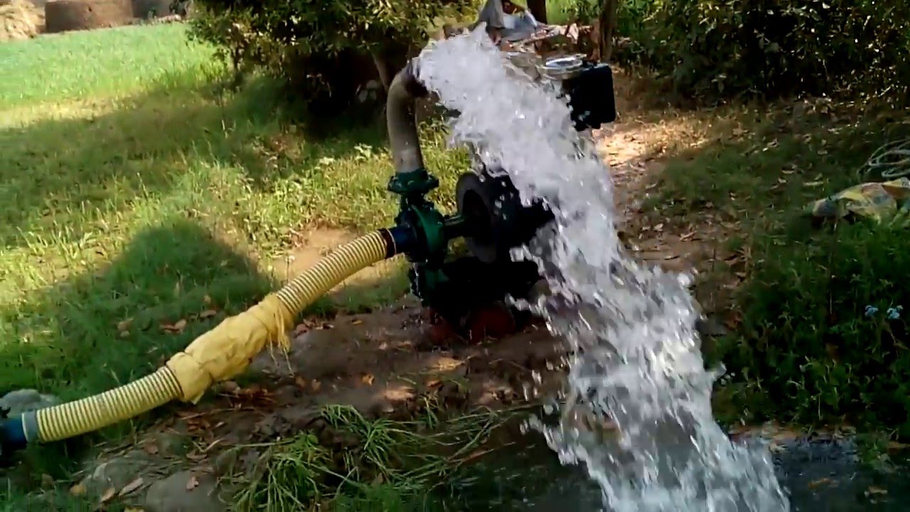 live diesel pump set working in fields for using ground water for crop