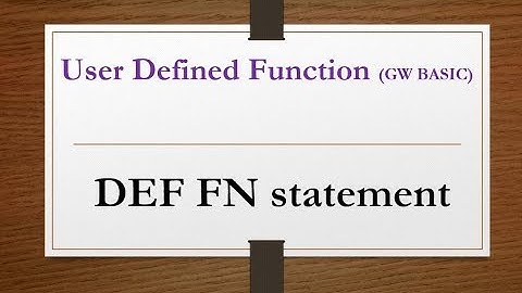 User defined function in GW BASIC| How to use user defined function in GW BASIC| 10th class computer