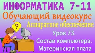 Состав компьютера. Материнская плата. Урок 73 Состав компьютера. Материнская плата. Урок 73