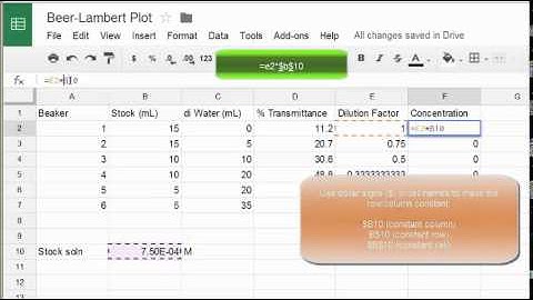 Creating a calibration curve with google sheets
