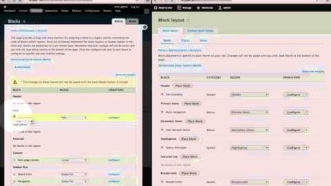 48. Comparing the block layout interface in Drupal 7 and Drupal 8