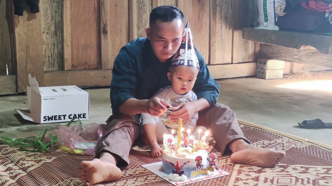 The father bought a birthday cake for his 2 year old son and prayed to God to bless the boy....