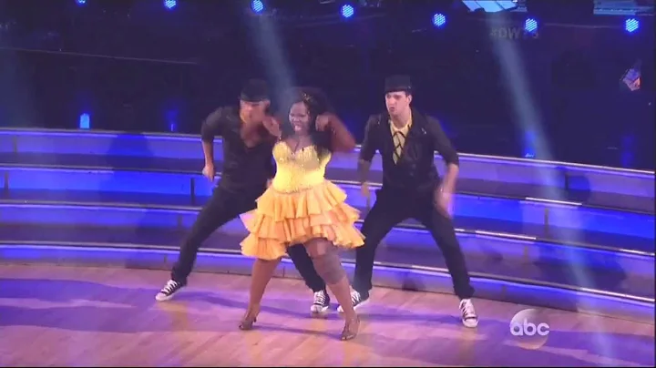 Derek Hough & Amber Riley with Mark Ballas dancing Salsa on DWTS 11 11 13