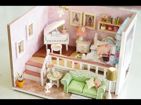 DIY Girly Miniature Dollhouse Kit With Furniture u0026 Lights