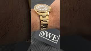 Rolex Daytona Yellow Gold White Diamond Dial Mens Watch 116528 Wrist Roll | SwissWatchExpo