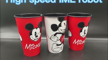 CHUANY high speed side entry IML robot for 6 cavities 500ml decorated IML cup mold to Disneyland