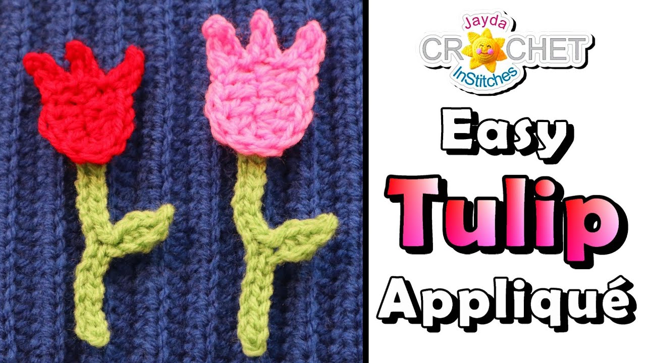 Tulip Appliqué 4" Tall Crochet Pattern & Tutorial Decorate Hats