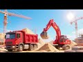 Red Truck and Excavator's Busy Day Nursery Rhyme Kids Song
