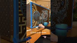Steps to start painting a Louis Vuitton trunk #louisvuitton #lv #dragon #painting #howto #diy by Profile