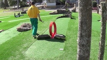 Making the ace on hole 3 the  loop de loop at Beresfield Mini Golf
