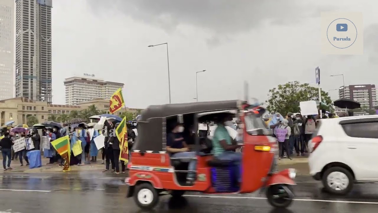 Srilankan big ever protest against President Gottabaya Rajapaksha in GalleFace during heavy raining