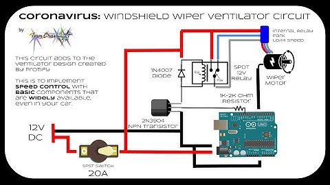 Control Speed of Windshield Wiper Motor with an Arduino - DIY Ventilator made from Car Parts