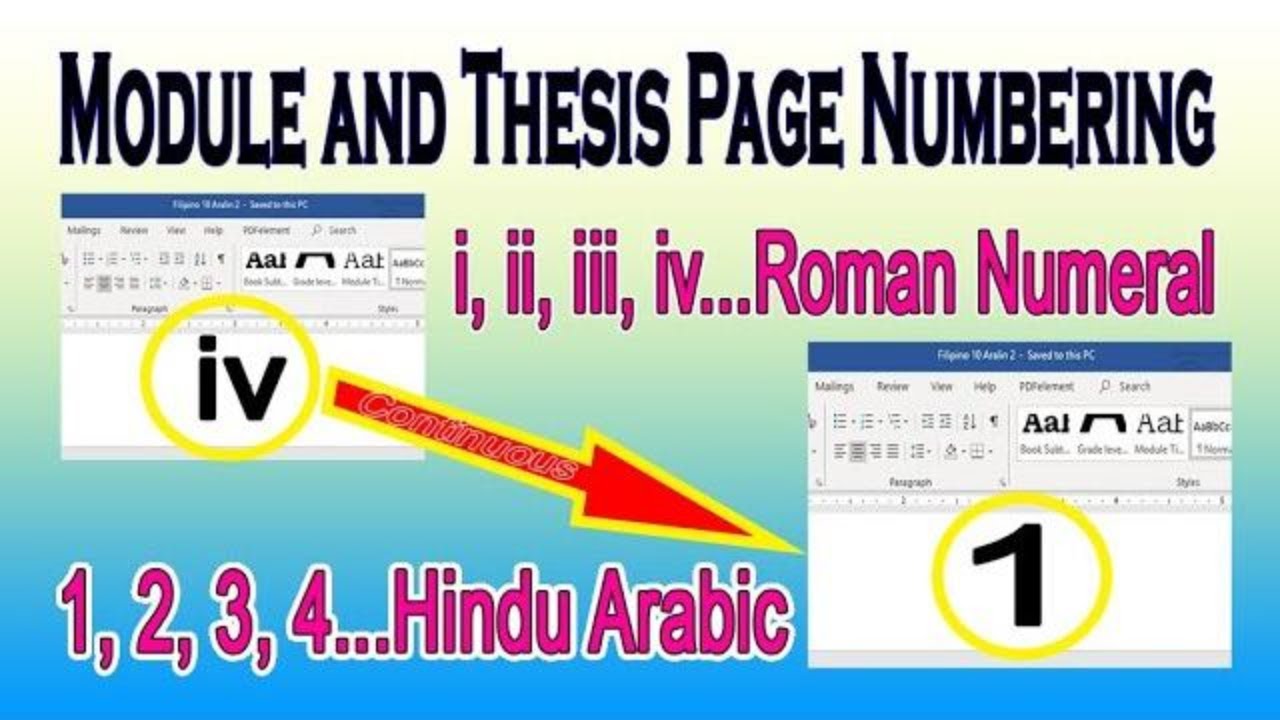 how to do thesis page numbering