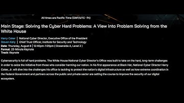 Main Stage: Solving the Cyber Hard Problems: A View into Problem Solving from the White House