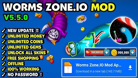 Worms Zone.io Mod Apk v5.5.0 | Unlimited Money & Unlock All Skins | MEGA MOD MENU