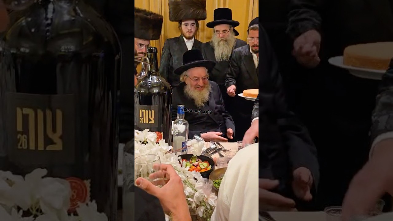 כ״ק האדמו״ר מקרלין סטולין בשמחת החתונה לבן הגאון ר״ מרדכי אנגלמן