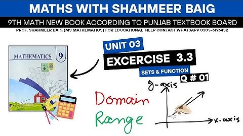 Ex # 3.3 9th Math | Unit 3 | Domain & Range | Graphical representation | Question #1 (i-iv) | PTB