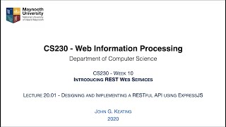 CS230 Lecture 20 01 Introduction and Background NodeJS Modules Overview