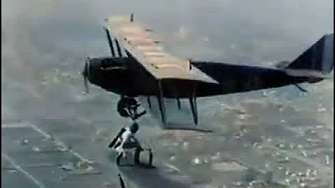 An extremely brave woman jumps from plane to plane to mid-air to change a landing gear, 1926.