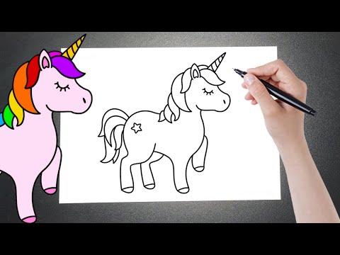 COMO DESENHAR UM UNICÓRNIO - HOW TO DRAW A UNICORN - CÓMO DIBUJAR UN  UNICORNIO 