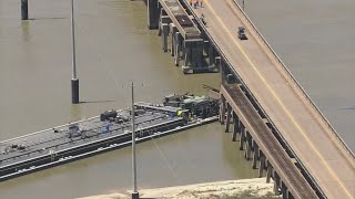 Air 11 over Pelican Island Causeway following barge strike this morning