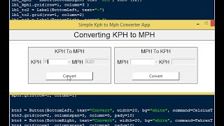 Simple Kph to Mph Converter App in Python