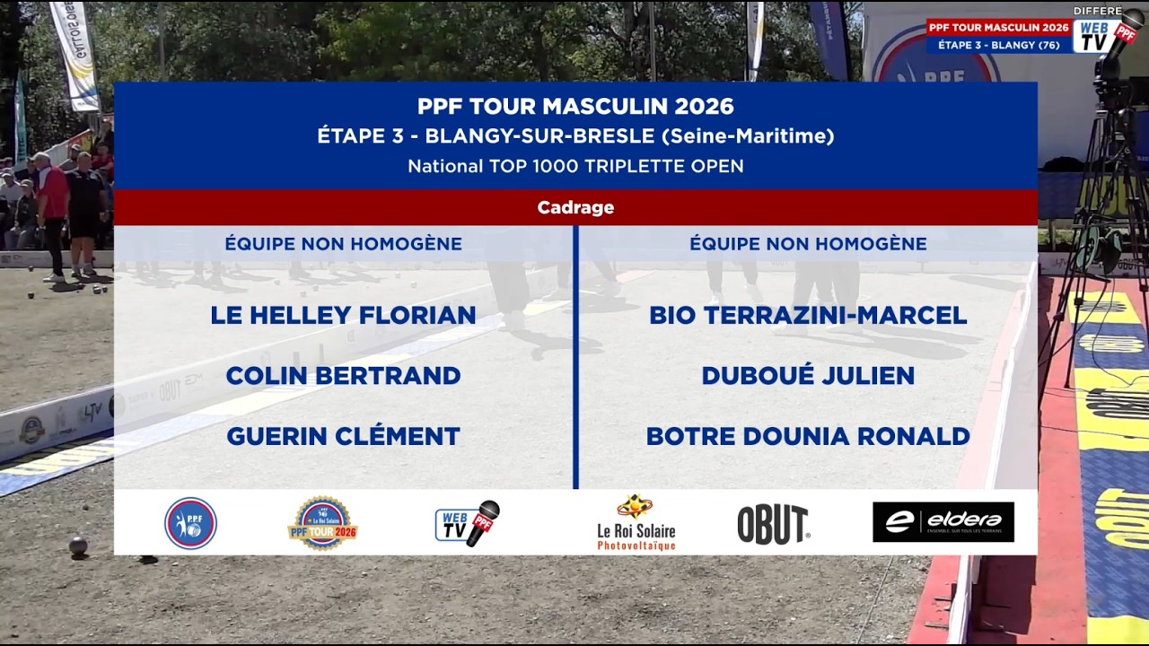 Miniature : PPF TOUR MASCULIN 2026 - Étape 3 - BLANGY-SUR-BRESLE - Partie de cadrage - LE HELLEY vs BIO.