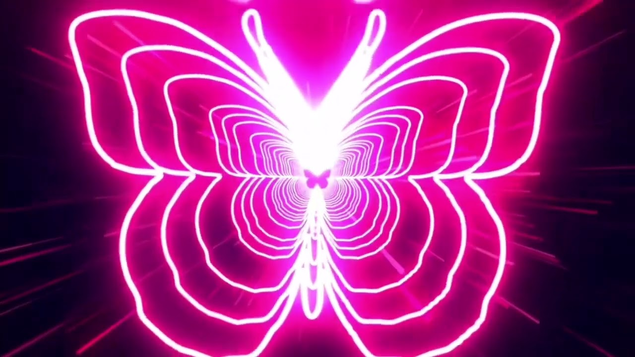 Beautiful Butterfly Neon Lights Tunnel Fast Particles 4K TikTok Trend Background