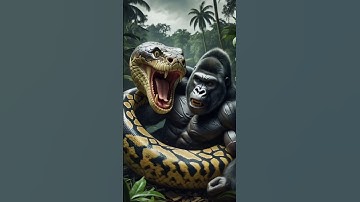 Gorilla vs Giant Python: A Thrilling Battle in the Jungle! #nature #jungle #wildlife #amazonjungle