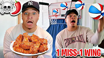 MISS The MINI HOOP BASKETBALL SHOT, EAT A GHOST PEPPER HOT WING!! (1,000,000+ SCOVILLE UNITS)