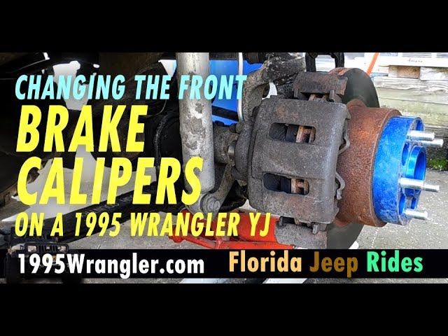 Changing the front brake calipers on a 1995 Wrangler YJ - YouTube