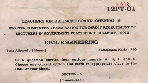 TRB CIVIL polytechnic 2012 year question paper
