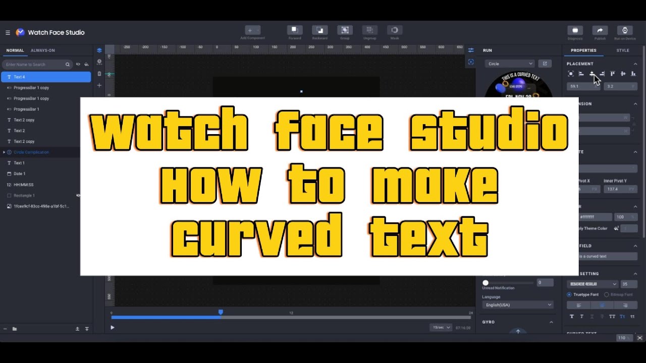 Tutorial - Watch Face Studio - How to create a Curved text - YouTube