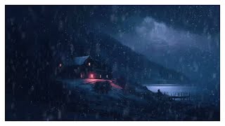 Snowfall at Night Ambience Dark Screen Blizzard Snowy Mountain Cabin Ambience