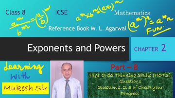 Exponents and powers class 8 | class 8 math chapter 2 ICSE | class 8 Math ICSE Ch 2.8 from ML Agarwa