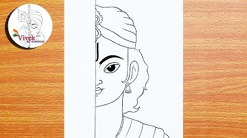 Half Face Krishna Drawing | Easy Drawing | How to Draw Krishna Ji