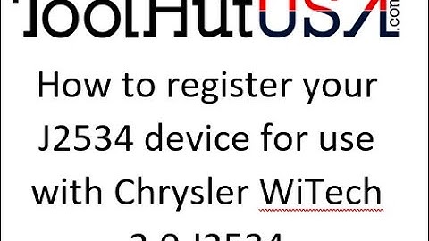 Registering your laptop for use with Chrysler Witech 2.0 J2534