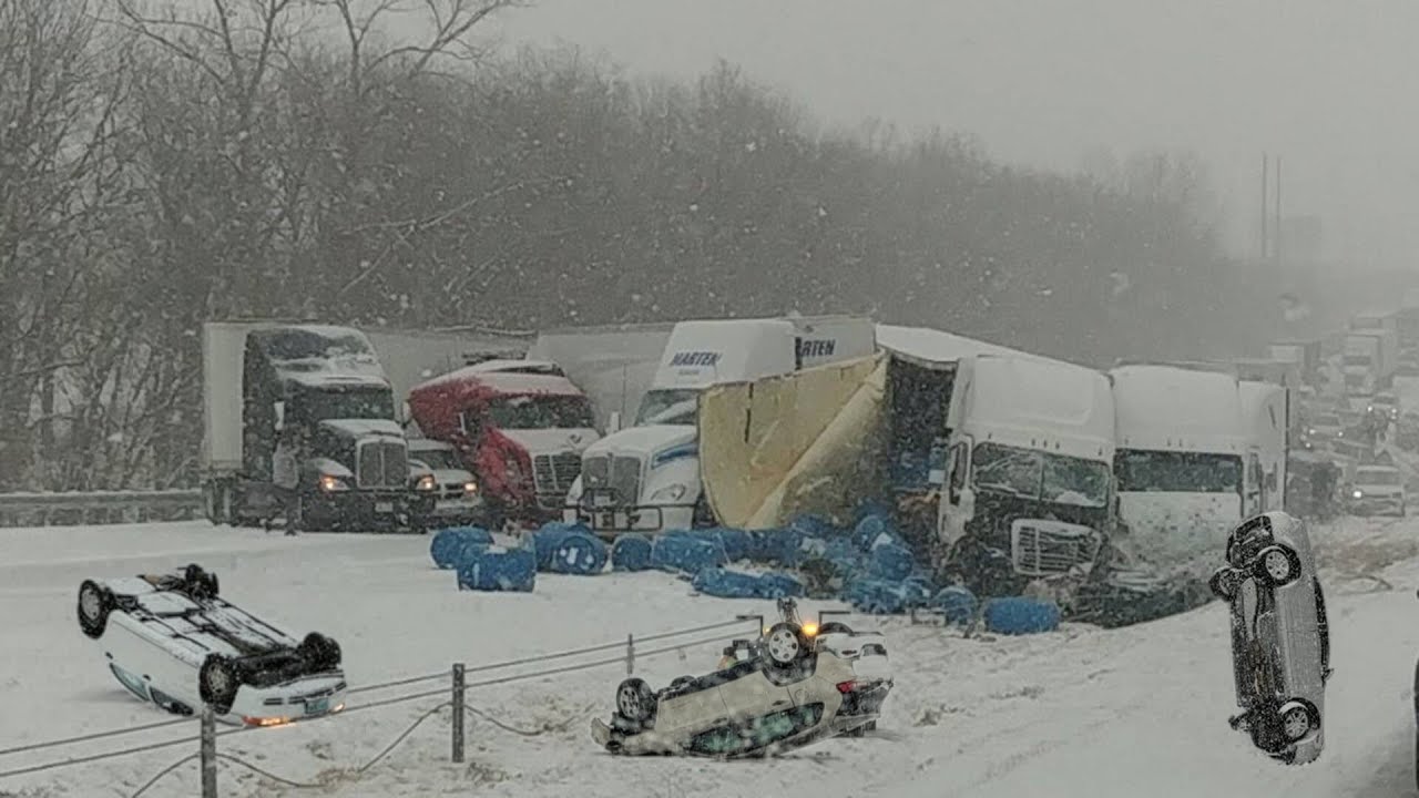 Chaos in North Carolina! Super Snow Storm Causing Collision Pile up I-85  Charlotte