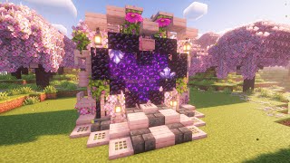 Minecraft 1.20 I How to Build a Heart Shaped Nether Portal I Cherry Blossom